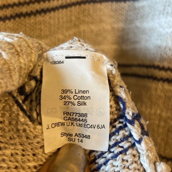 Madewell Cabin Stripe Natural & Navy Linen Silk Sweater Size M - Picture 12 of 12
